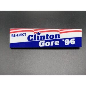 1996 Bar Pin Re-Elect CLINTON GORE Campaign Pinback Button
